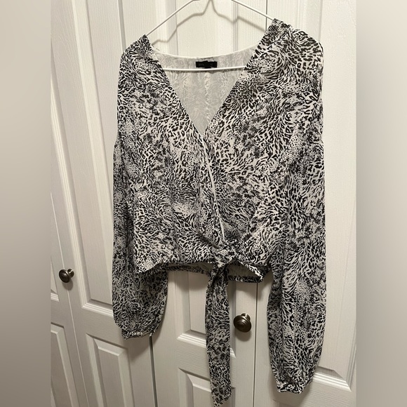 Dynamite Animal Print Wrap Blouse - Picture 3 of 7